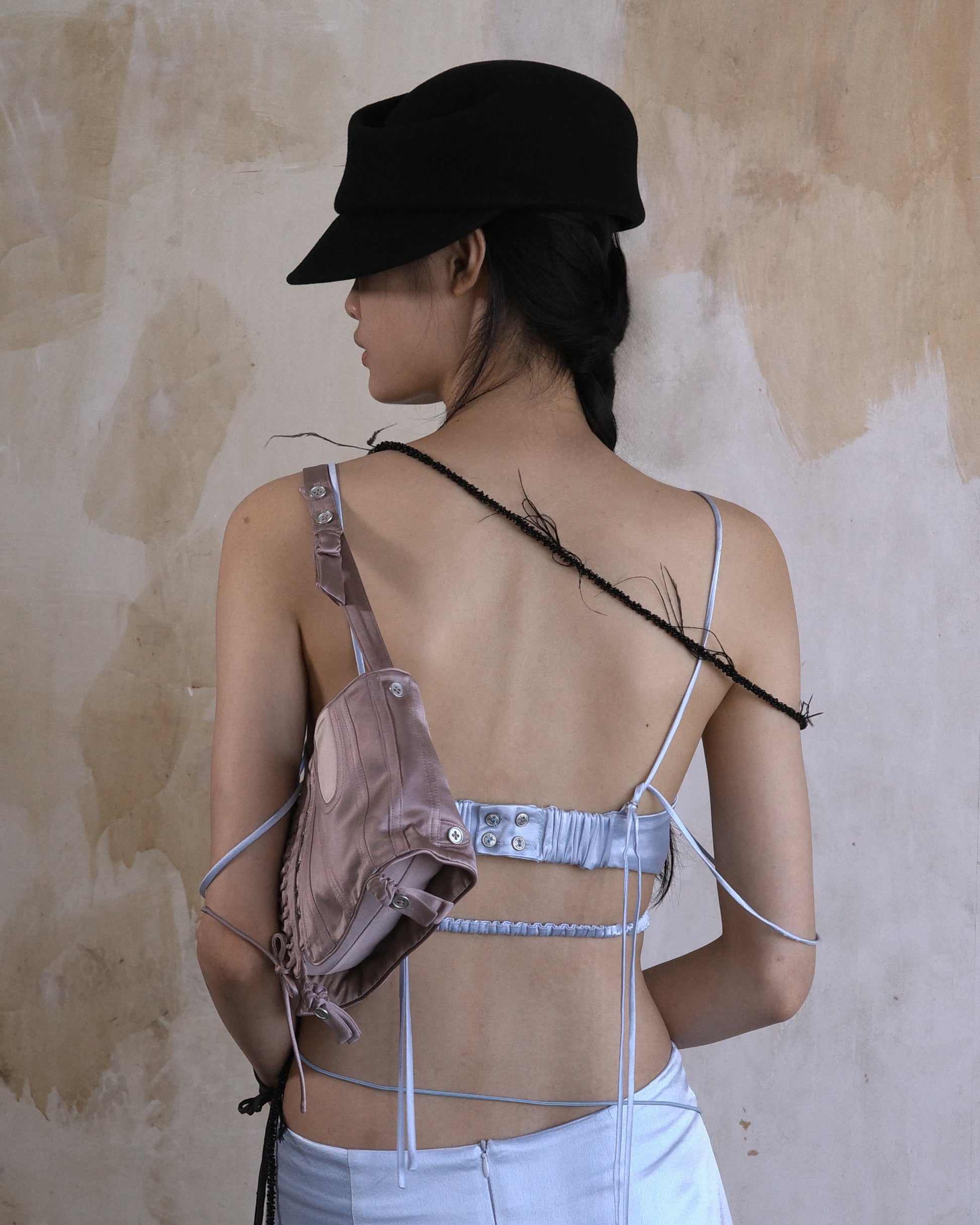 Beaded Fringe Felt Cap | Black