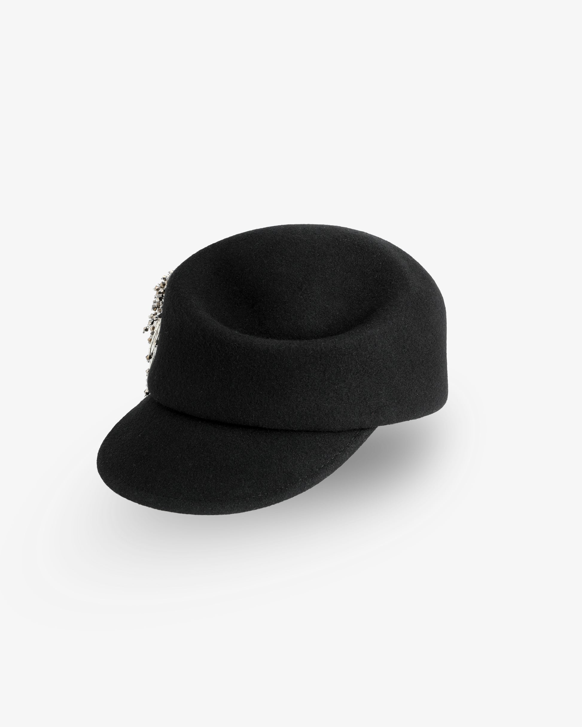 Beaded Fringe Felt Cap | Black