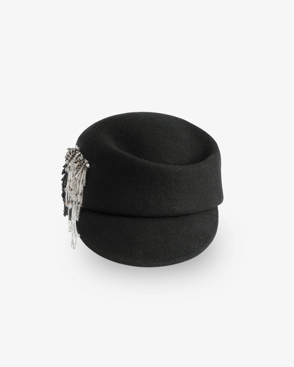 Beaded Fringe Felt Cap | Black